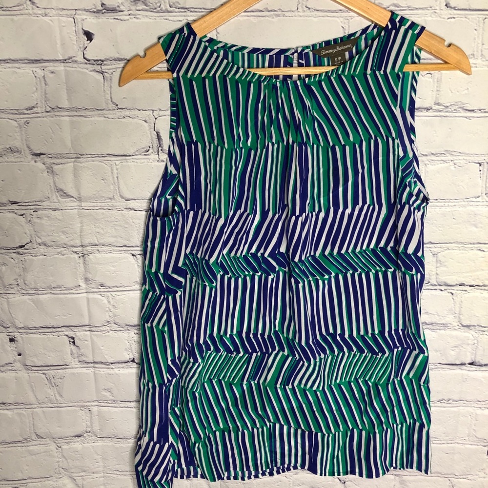 Tommy Bahama Sleeveless Silk Blouse Striped Small